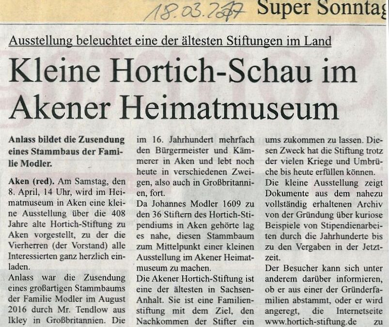 Kleine Hortich-Schau im Akener Heimatmuseum